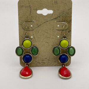Rainbow Tree Earrings, with Yellow, Green, Blue and Red Stones
